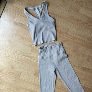 Forever 21 Ribbed Lounge Set – Top & Flared Pants – Size S